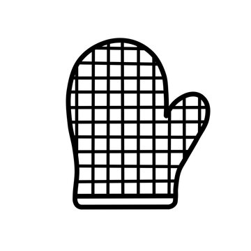 Oven mitt kitchen heat protection icon vector