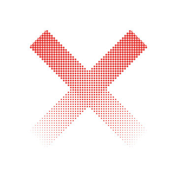 Red Halftone Cross Mark Isolated on Transparent Background