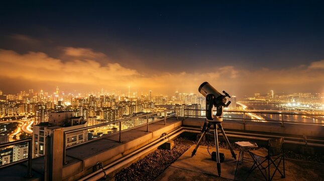Lone Observer on Hilltop Above Illuminated Cityscape at Night