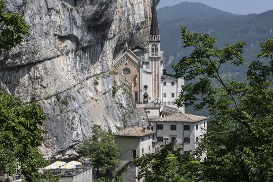 Pilgrimage church Madonna della Corona, Ferrara di Monte Baldo, Italy