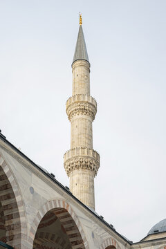 Beautiful Minaret of the Blue Mosque in Istanbul, Turkey