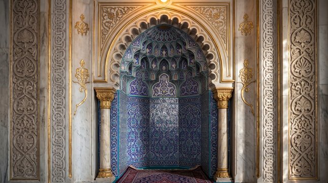 Ornate Islamic Mihrab Decoration Inside Mosque