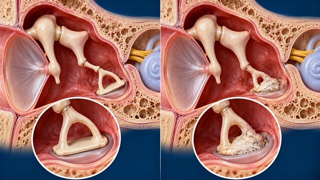 Middle Ear Anatomy Comparing Normal Ossicles and Otosclerosis