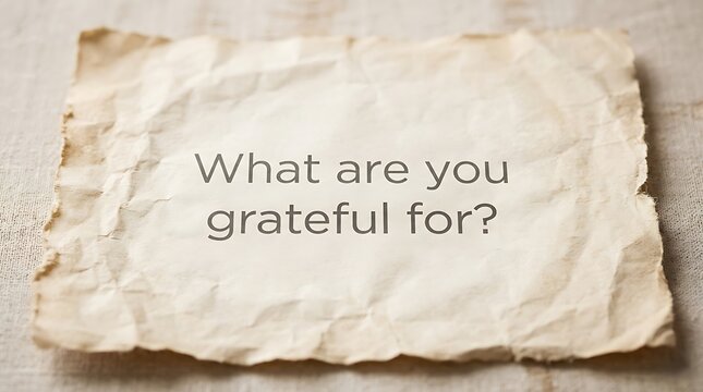 Creative Question Prompt About Gratitude Written Over Crumpled Paper Texture