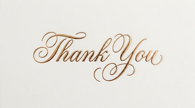 Elegant cursive thank you message in gold metallic font design for greeting cards and invitations