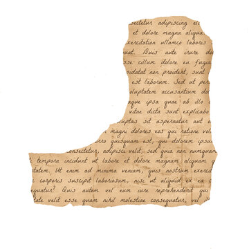 Vintage Aged Torn Paper Fragment With Handwritten Cursive Text Script On Transparent Background. Ideal for Scrapbook, Journal, Craft, Creative Project or DIY.