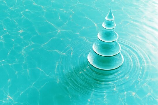 Abstract Christmas Tree Made of Turquoise Water Ripples