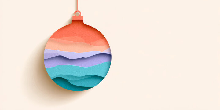 Tropical Christmas Ornament with Layered Ocean Waves Papercut Art