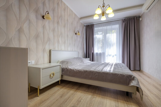 interior of cheapest bedroom in studio apartments or hostel.