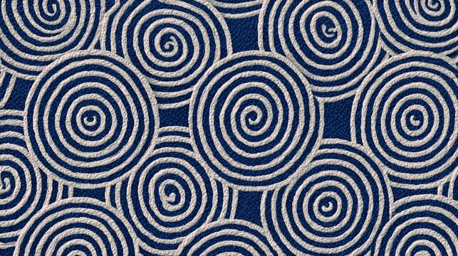 Navy blue repeating concentric circle pattern on a dark background for textile wallpaper and modern branding.