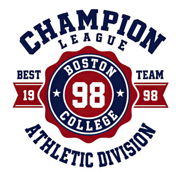 vintage Champion League Boston College 98 Athletic Division Sports Typography Design