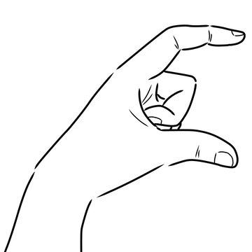 pinch or picking something hand gesture showing small size line art illustration