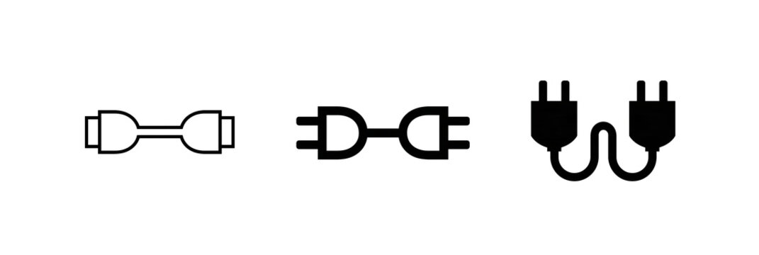 plug connector icons isolated on transparent background for software integration