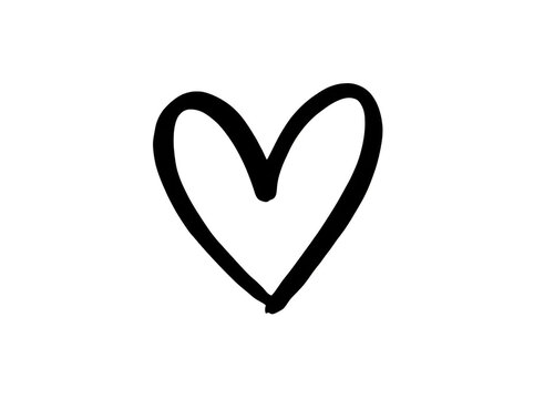 Simple black heart shape icon symbolizing love and affection isolated on transparent background