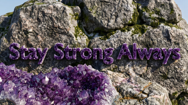 Natural Amethyst Geode Crystal Typography Quote