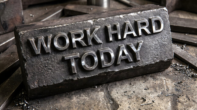 Deeply Engraved Cast Iron Typography Motivation Quote