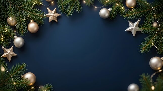 A beautiful and festive christmas border featuring ornaments and pine branches perfect for seasonal greetings and designs