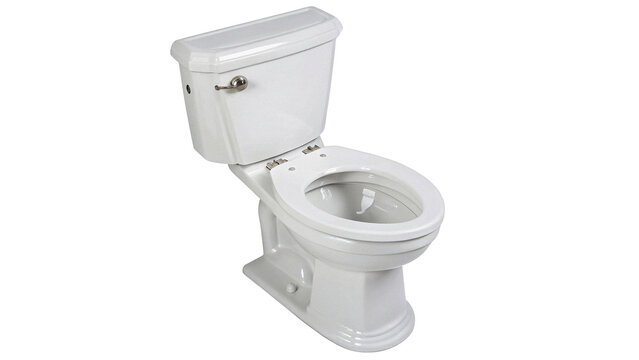 Classic white ceramic toilet bowl sanitary ware isolated on transparent background