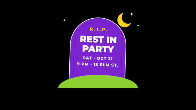 Hallowen Party Invite Titles / Cartoon Tombstone and Moon with Bold Text for Halloween Party Invites and Event Promos / Horizontal / Part 02