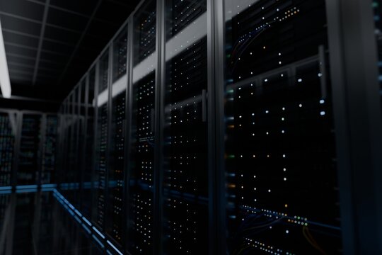 Illuminated server racks in a modern data center