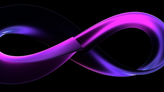 High-resolution 8K abstract procedural image  with JavaScript. This sleek, modern digital background features a smooth, glowing 3D ribbon and fluid wave shapes flowing elegantly across a dark BG