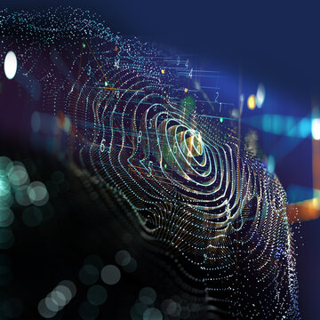  Antecedentes del concepto abstracto de la red tecnol&oacute;gica de inteligencia artificial. Onda de part&iacute;culas brillantes abstractas que representan el fondo de la red tecnol&oacute;gica inteligencia artificial