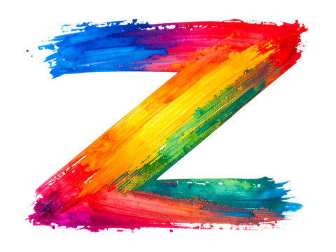 Colorful Painted Letter Z Against a White Background