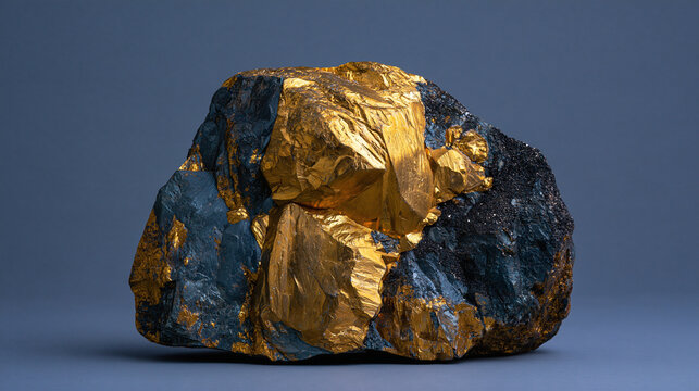 Rough metallic ore specimen featuring intergrown chalcopyrite, pyrite and dark sulfide minerals, irregular multi-mineral fragments with golden highlights and subtle bronze
